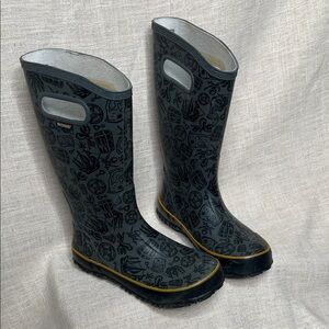 Bogs Kids Gray Patterned Rain Boots